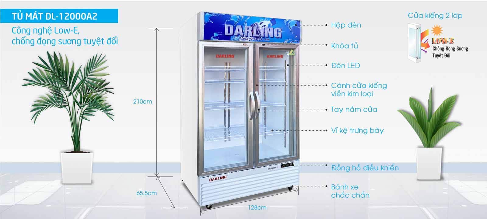 Chi tiết tủ mát Darling DL-12000a2 1100 lít