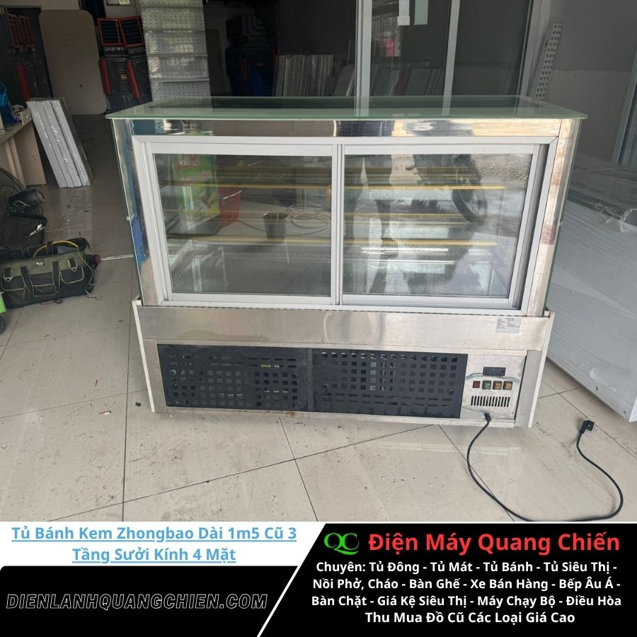 Tủ Bánh Kem Zhongbao Dài 1m5 Cũ 2 Tủ Bánh Kem Zhongbao Dài 1m5 Cũ 2